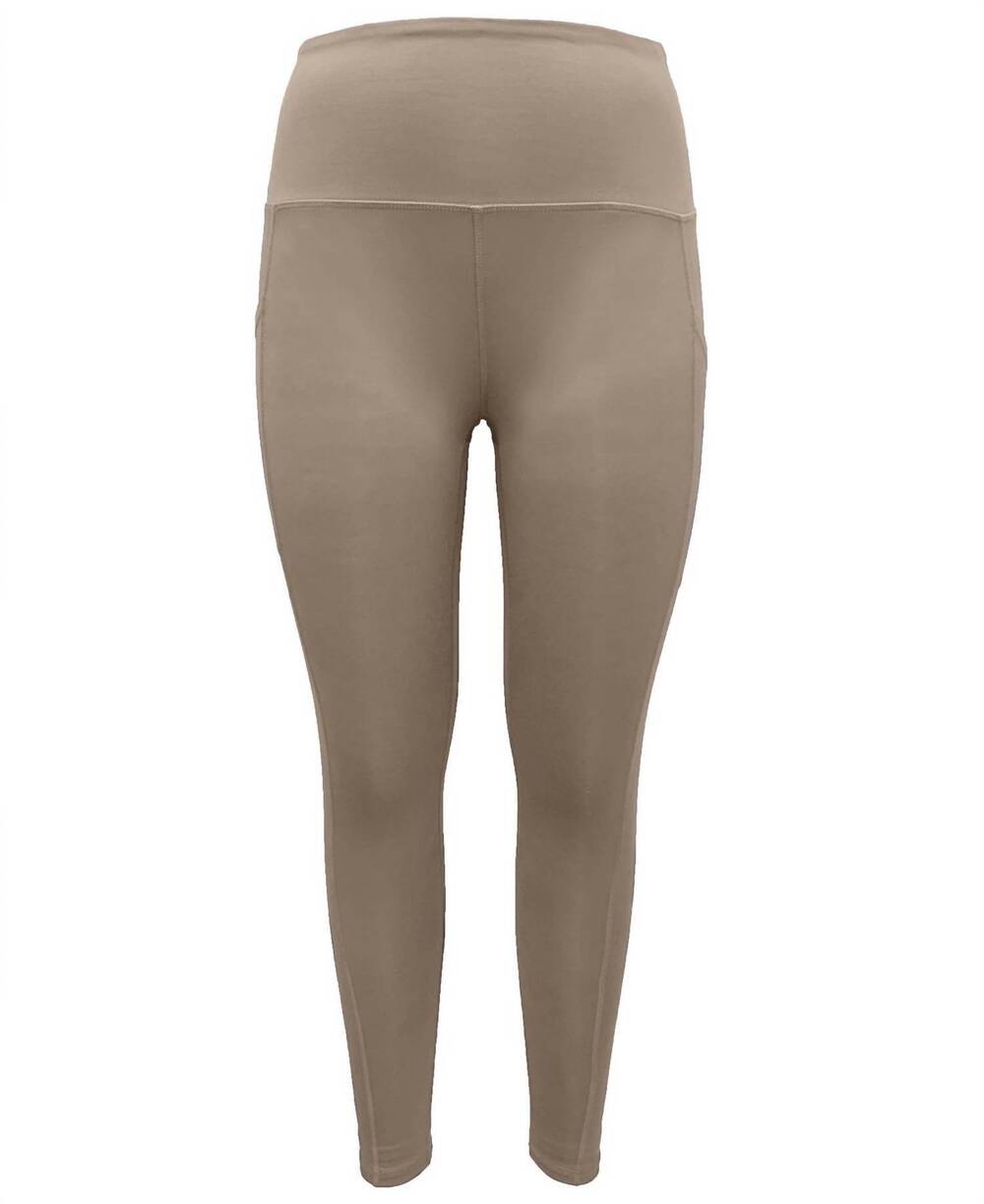NEW IDEOLOGY women's high-waist side-pocket 7/8 leggings in coconut palm